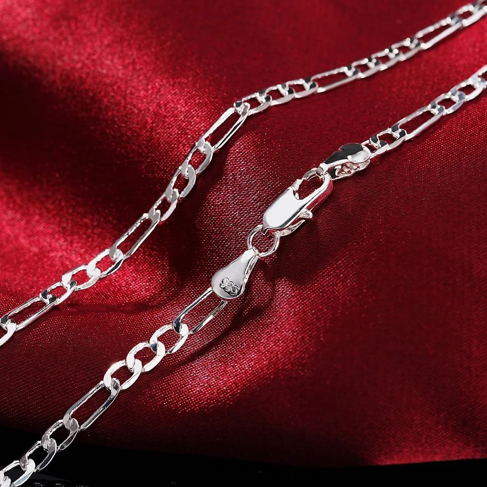Silver 4mm Chain Necklace and Bracelet Set