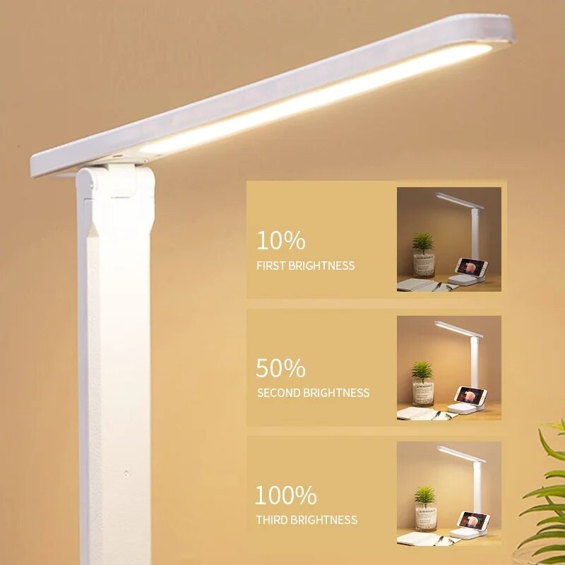 Adjustable Bedside Night Light LED Foldable Desk Lamp with Stepless Dimming Touch Controls Eye-Care Reading Light