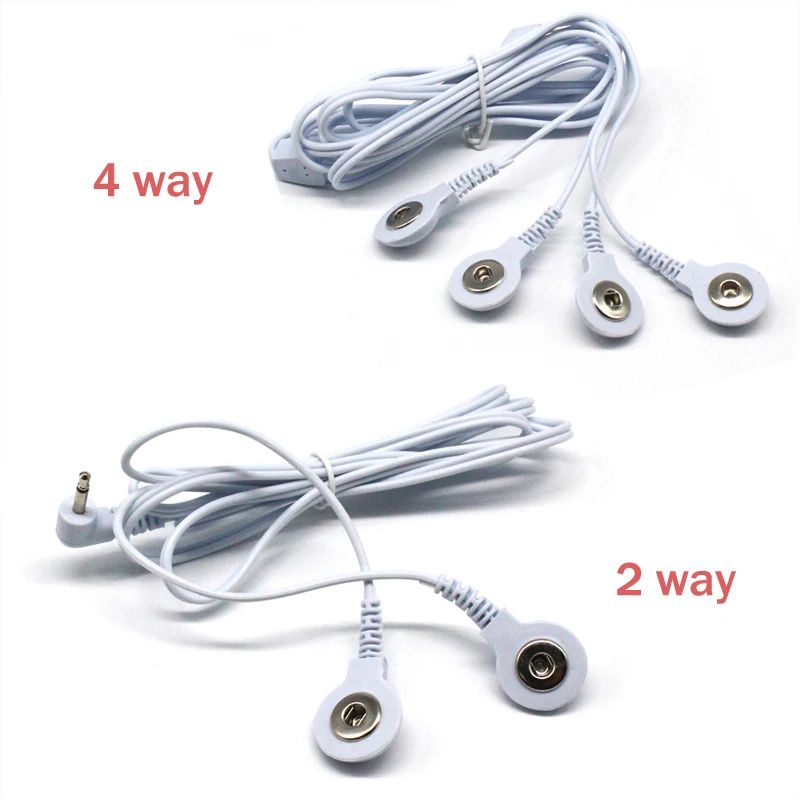 Premium Machine Massager Button Cable Electrode Pads, TENS Unit Lead Wires for Professional Electrotherapy Use