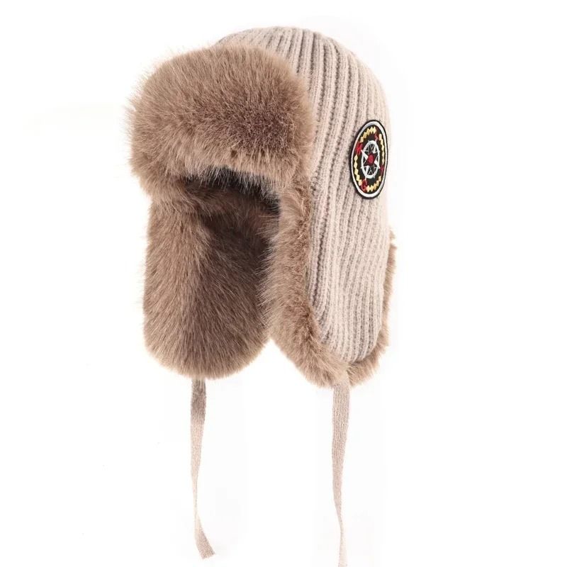 Thickened Knit Earflap Plush Winter Hat