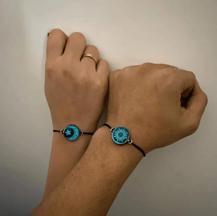 LunaSun Luminous Couple Bracelets – Handmade Braided Rope Matching Jewelry Gift for Valentines