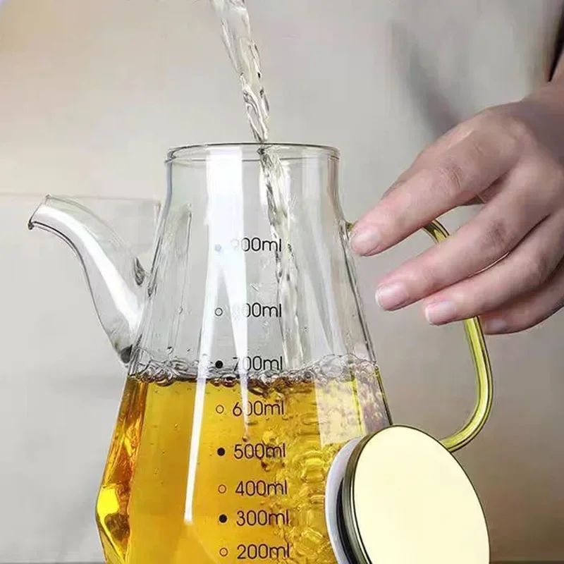 USTINLAU Diamond Glass Oil Dispenser – Leak-Proof Measuring Bottle with Lid for Soy Sauce, Vinegar & Cooking Oils