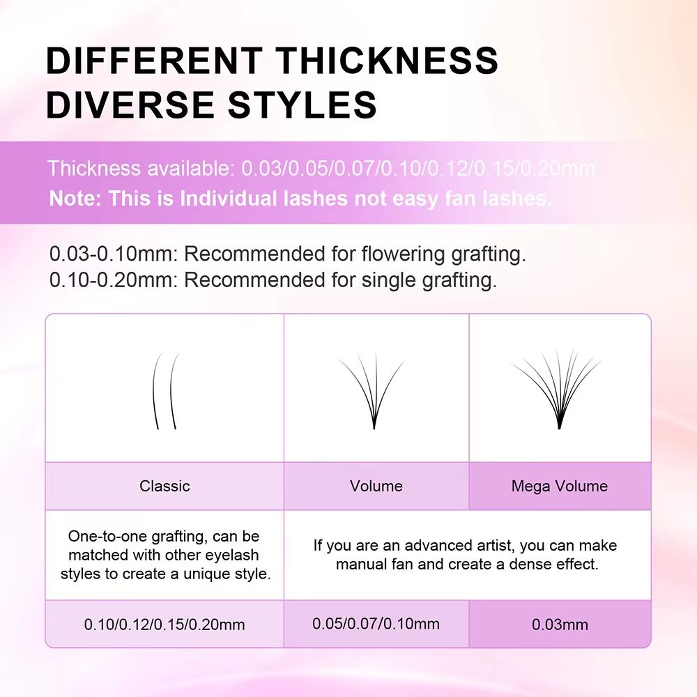 Classic Faux Mink Individual Eyelash Extensions 16-Row Mix 7-15 mm Tray