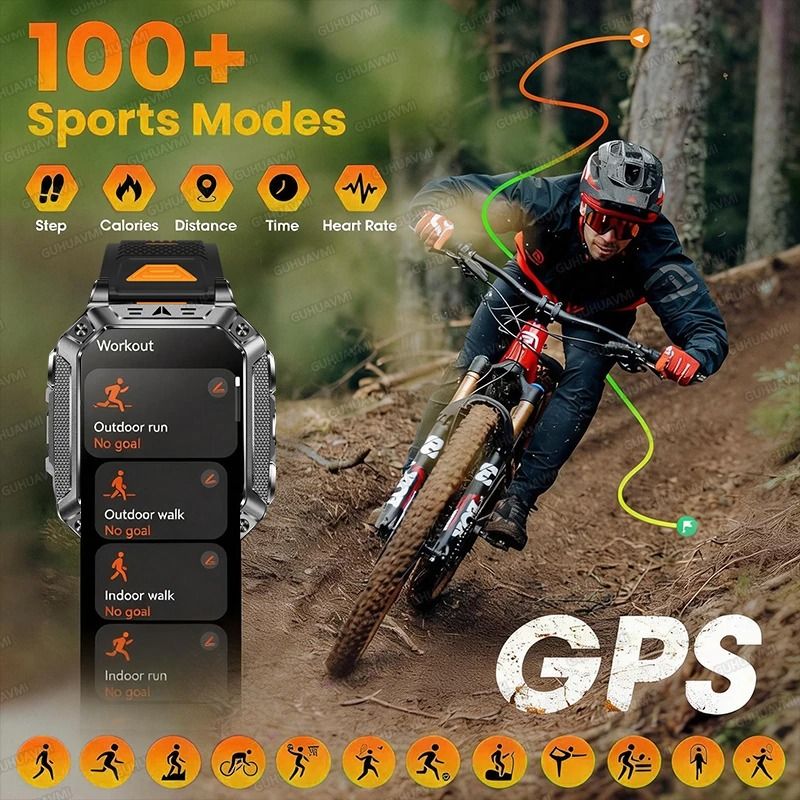 TANK Elite Military GPS Smartwatch | 1400mAh Battery & 2.01