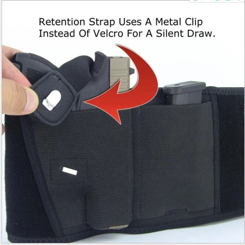 Tactical Pistol Holster Right Hand Elastic Belt Band Concealed Carry Waistband Holster