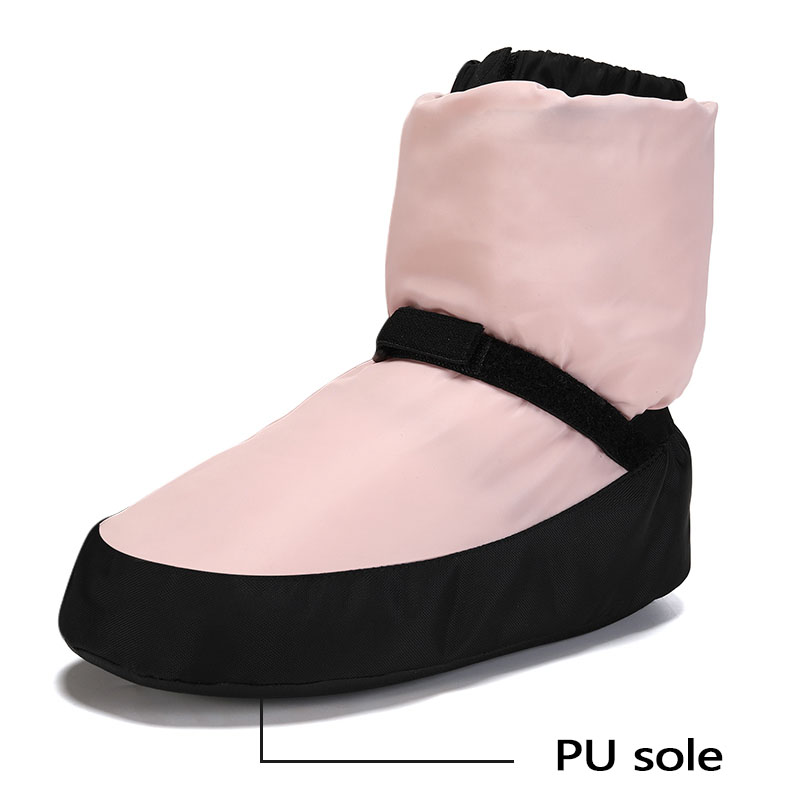 Womens Winter Ballet Dance Boots, Cotton Ballerina Shoes with Thickened Sole, Warm Flat Adult Dancing Boots
