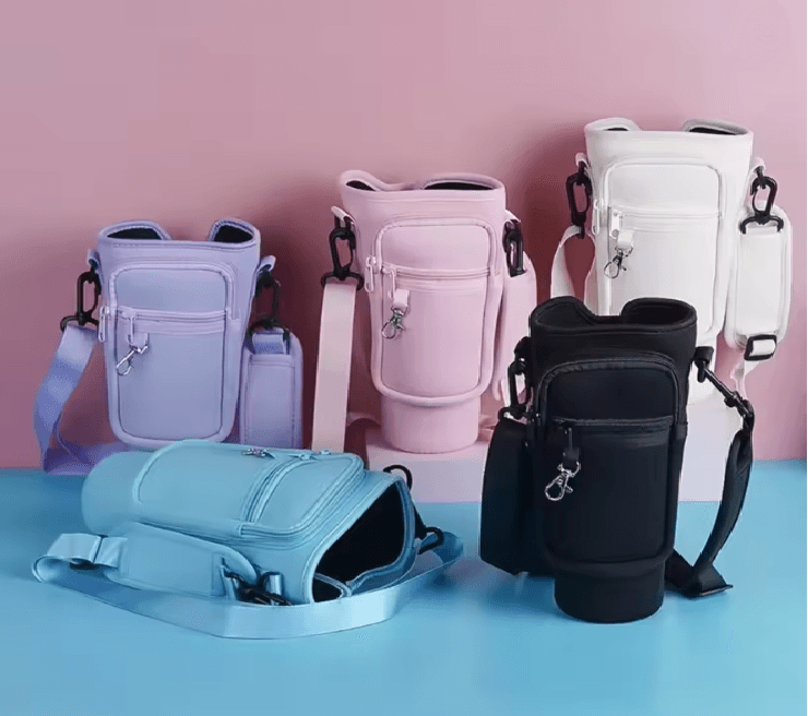 Neoprene Water Bottle Carrier Bag with Shoulder Strap