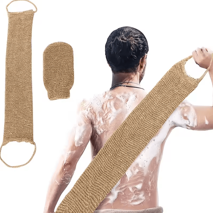 Natural Ramie Jute Back Scrubber Belt – Exfoliating Shower Strap for Smooth, Radiant Skin