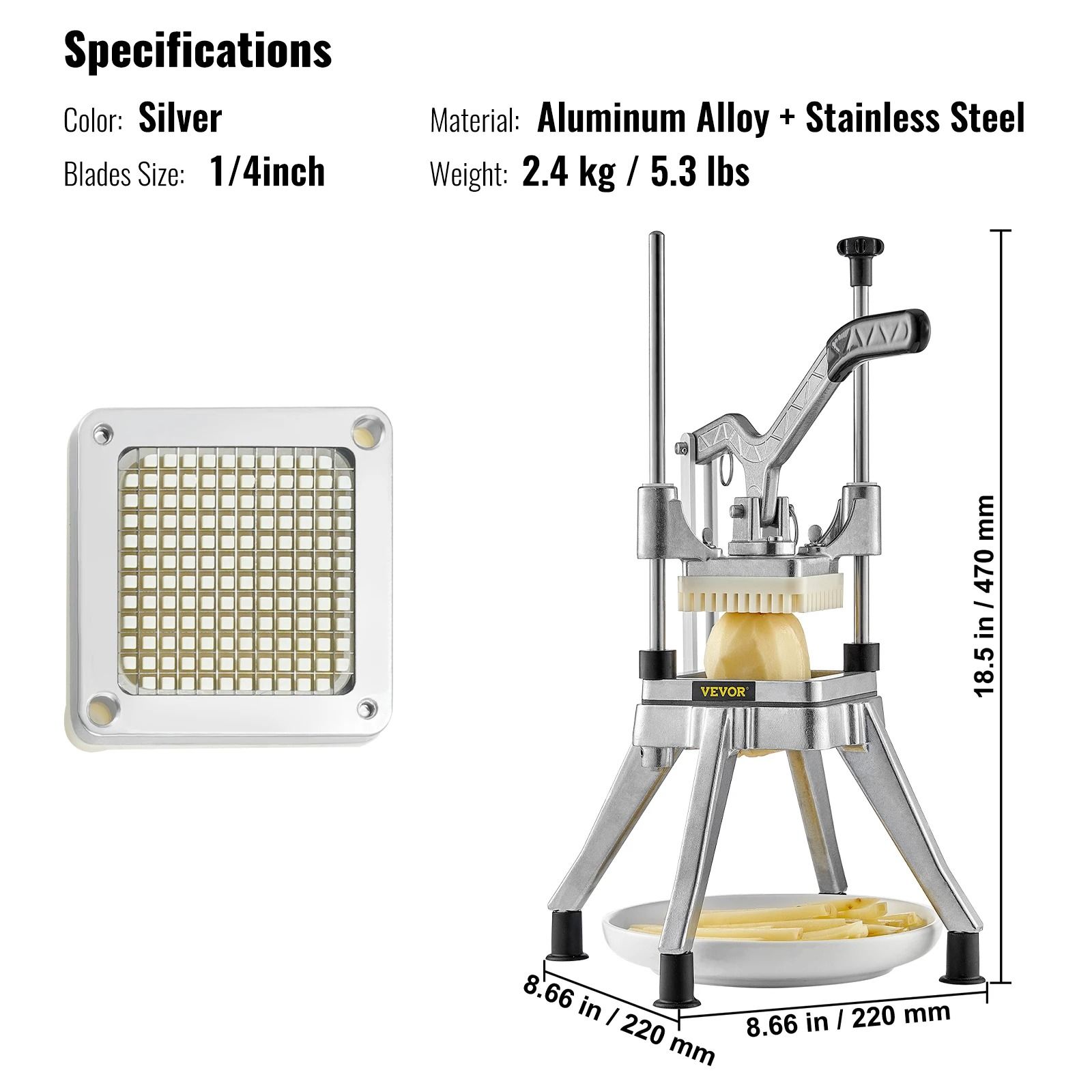 Commercial Heavy-Duty Vegetable & Fruit Dicer | Stainless Steel Food Slicer