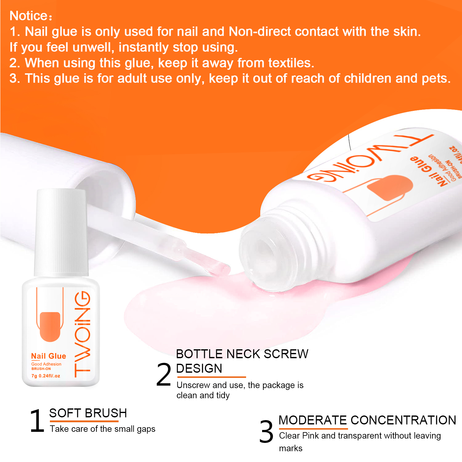 Super Strong Nail Glue for Acrylic & Press On Nails, Quick Lasting Adhesion for Fake Nails & Tips