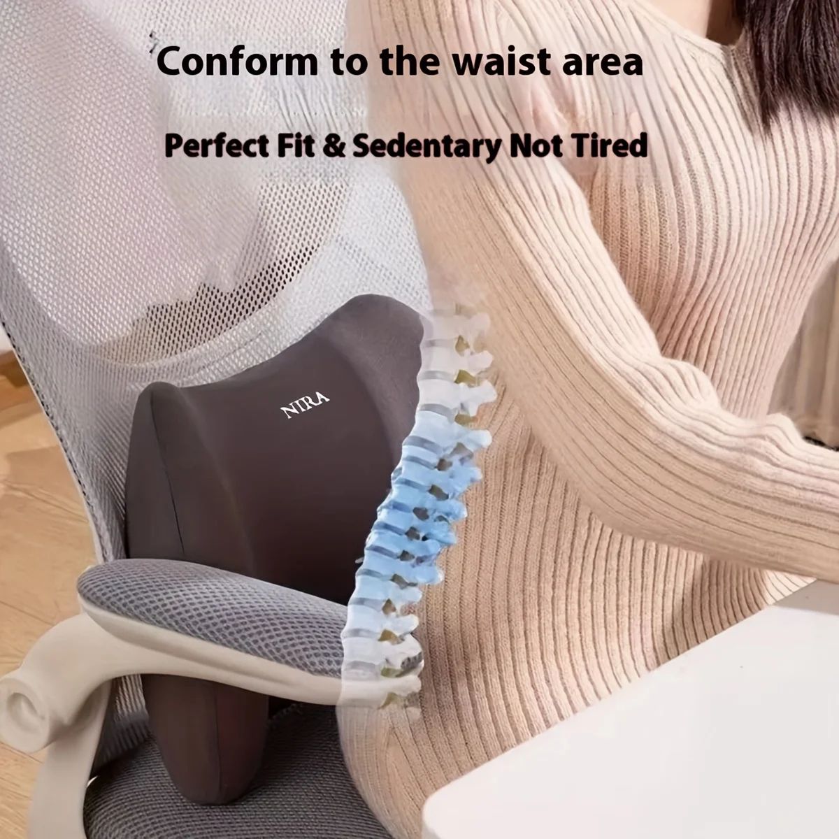 Ultimate Comfort Memory Foam Lumbar Cushion - Ergonomic Back Support Pillow for Office & Home