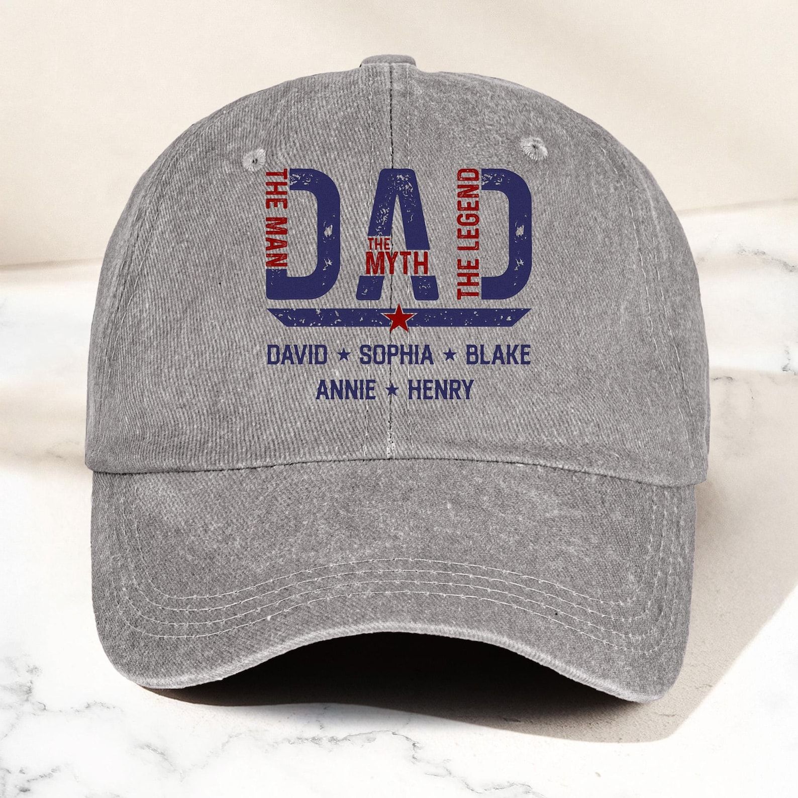 Dad Hat Personalized Kids Names Cap Custom Father Gift Minimalist Embroidered Baseball Hat