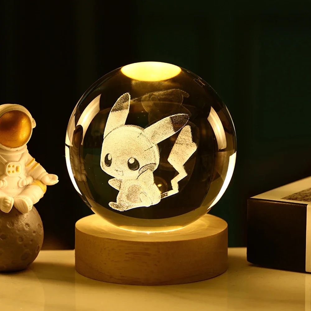 3D Crystal Ball Night Light, Stitch, Pokemon, Doraemon & Hello Kitty | Unique Gift for Fans