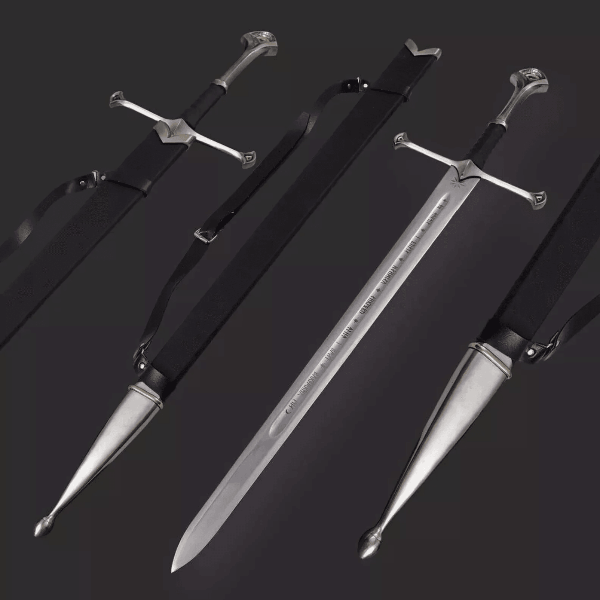 Anduril Sword of Aragorn – Hand-Forged LOTR Replica with Leather Sheath & Wall Plaque