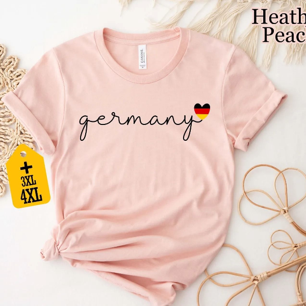 Germany Heart Flag Shirt, German Pride Tee, Minimal Travel Shirt, Cute Deutschland Gift, Aesthetic Vacation T-Shirt