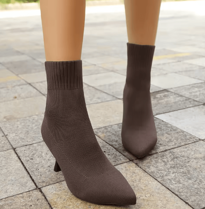 NovaCurve Womens Stretch Fabric Chelsea Boots – Autumn/Winter Sock Boots with Pointed Heel