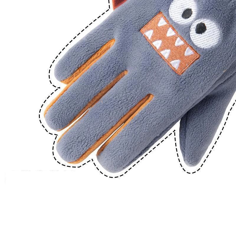 Cute Kids Winter Gloves Cartoon Polar Fleece Warm Cycling Gloves