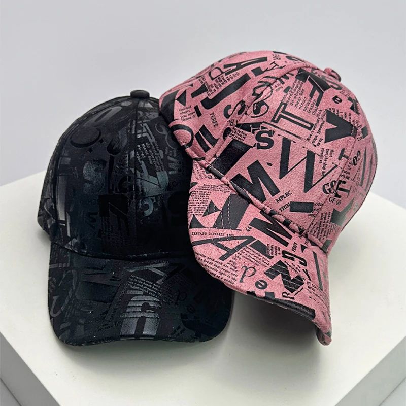 Kpop Graffiti Letter Vegan Leather Baseball Cap