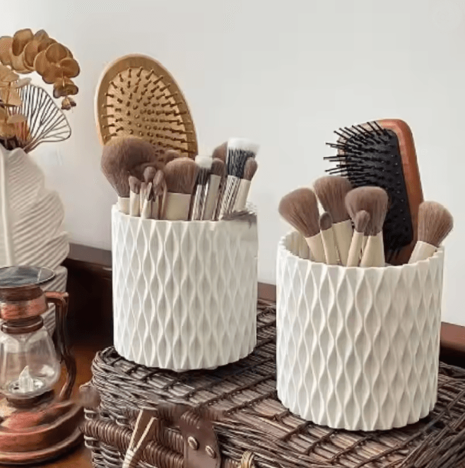 GlamSpin 360 Rotating Makeup Brush Organizer With Large Capacity