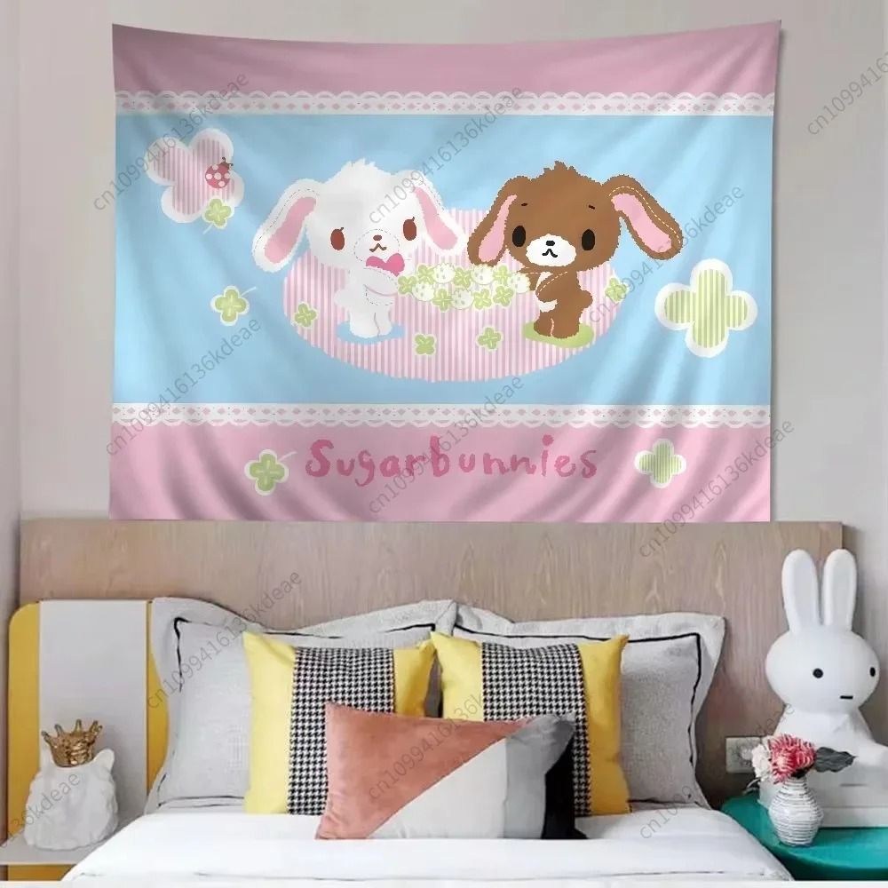 Cute Cartoon Tapestry Wall Hanging Aesthetic Fabric Poster Decor