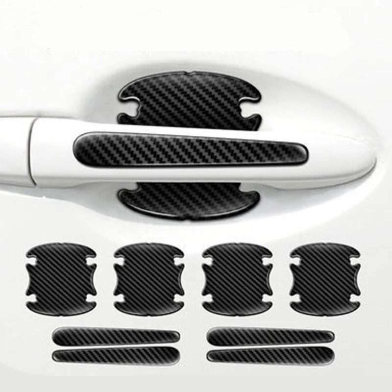 Car Door Handle Bowl Scratch Protection Stickers Carbon Fiber Style