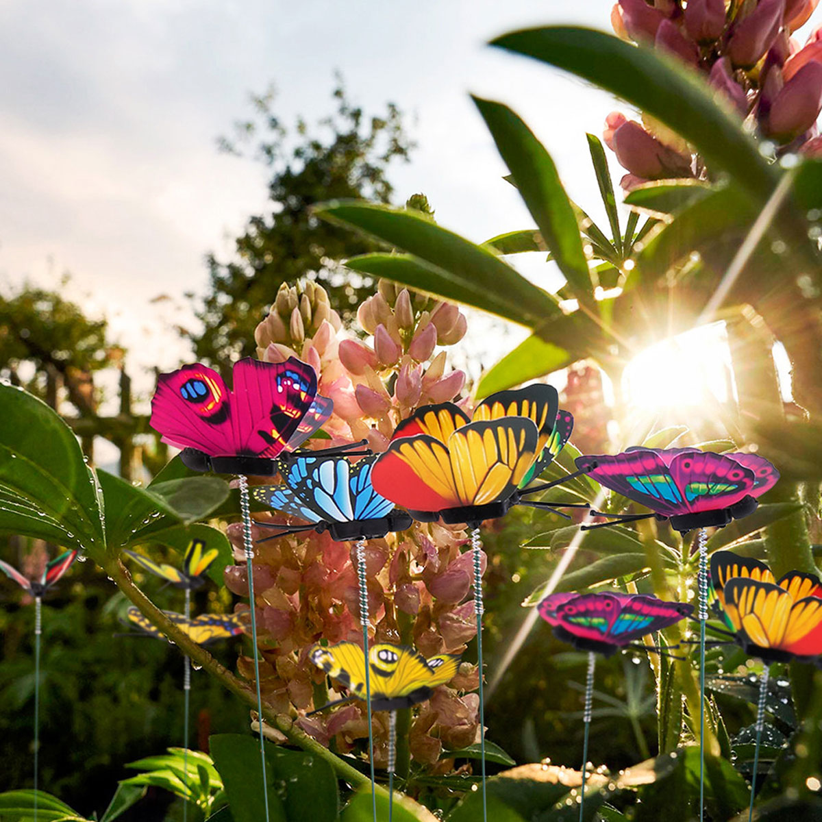 Butterfly Stakes Waterproof, Multi-color Fake Butterfly Garden Ornaments, Artificial Pole Butterfly Decor for Outdoor