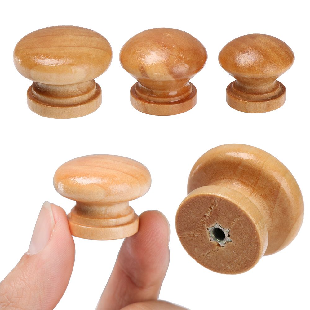 Wooden Cabinet Knobs Natural Round Drawer and Wardrobe Pull Handles