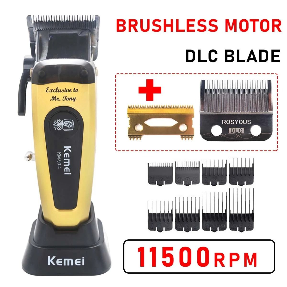 Kemei KM 90 4 Professional Cordless Hair Clipper with Brushless Motor