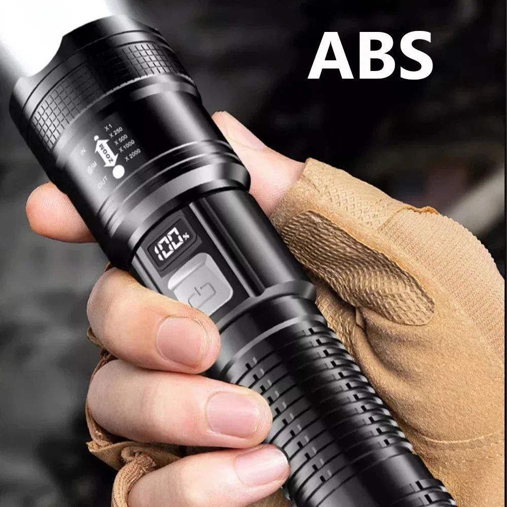 PowerBeam Tactical LED Flashlight with Digital Display & USB Recharge