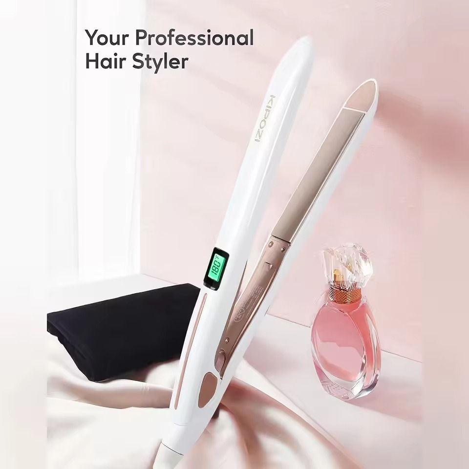 Titanium Digital Flat Iron with LCD Display and Dual Voltage for Smooth Styling