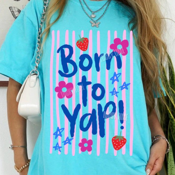 Born To Yap Shirt, Spring Vibes, Funny Mama Tshirt, Girly Tshirts, Striped Design Shirt, Trendy Shirts for Women, Adult