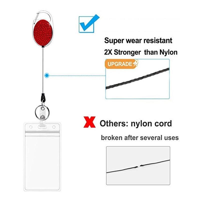 Retractable Badge Reel Keychain with Ceramic Clay Design, Durable ID Holder Clip