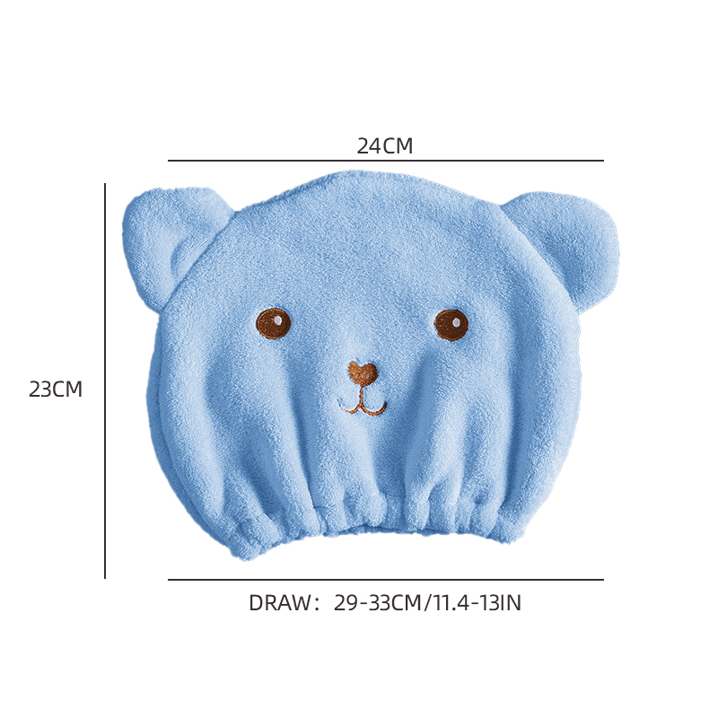 Cute Korean Bear Embroidered Shower Cap Towel Quick-drying Absorbent Head Towel