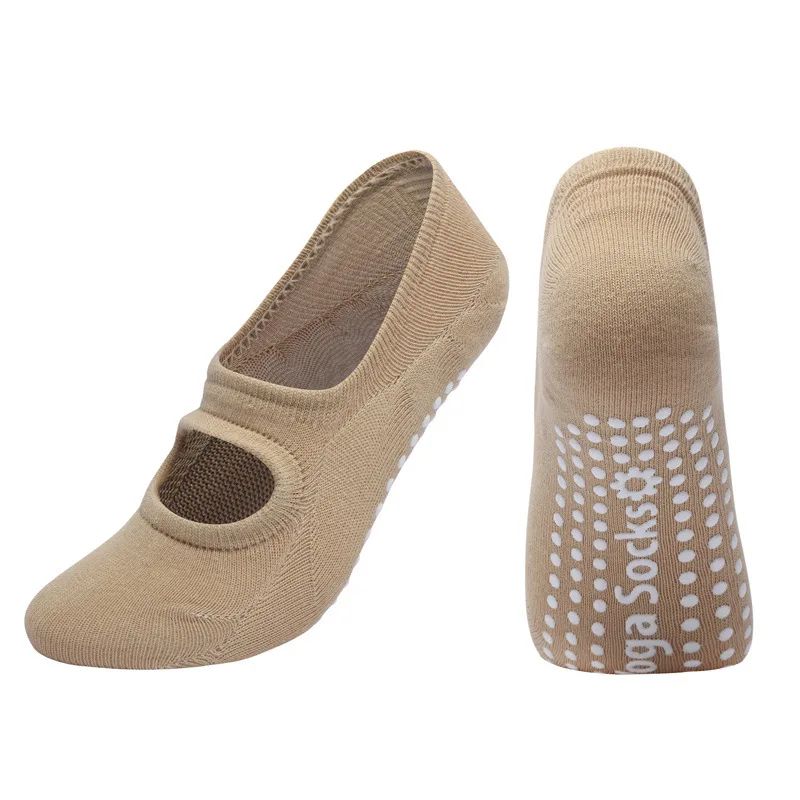 Womens Silicone Anti-Slip Backless Yoga Socks US 5-10.5– Non-Slip Pilates & Ballet Fitness Grip Socks