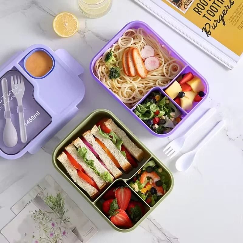 Kid's Bento Lunch Box with Integrated Tableware