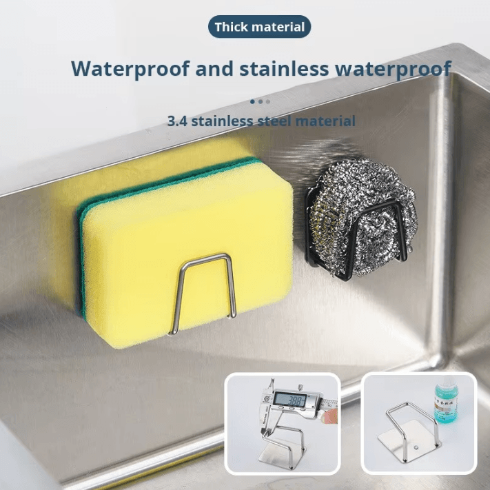 Stainless Steel Sink Sponge Rack – Draining Holder for Sponge and Steel Wire Ball
