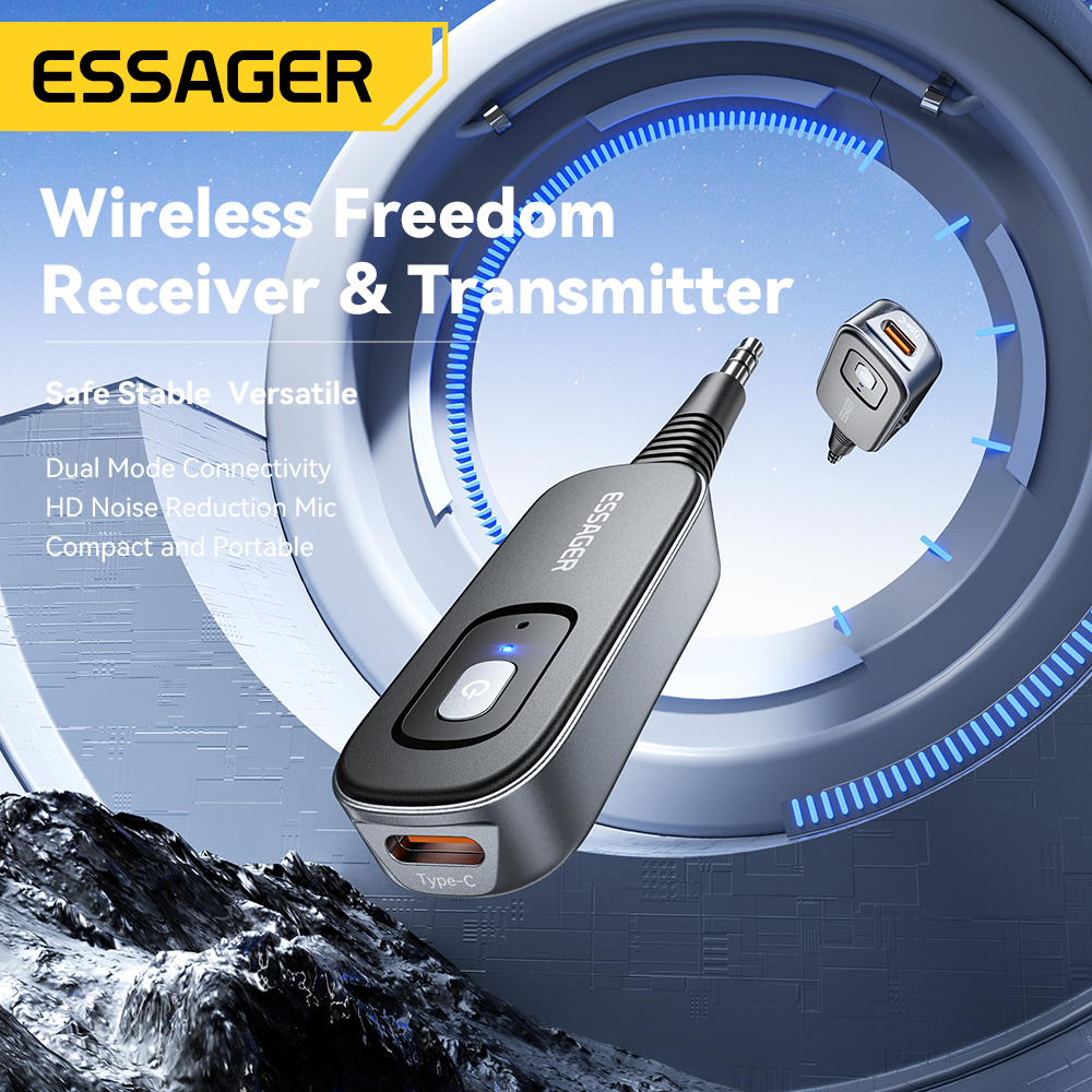 Bluetooth Audio Receiver Transmitter AUX with Mic Wireless Stereo Music Adapter for Sound Systems