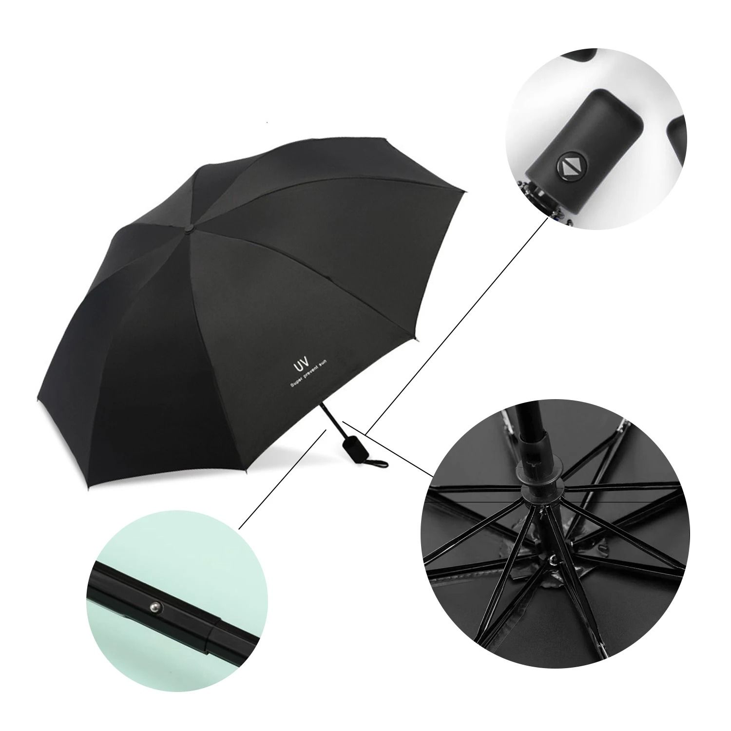 Compact Automatic Folding Umbrella with UV and Rain Protection