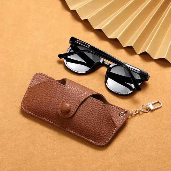 RetroCarry PU Leather Glasses Pouch with Lanyard Strap