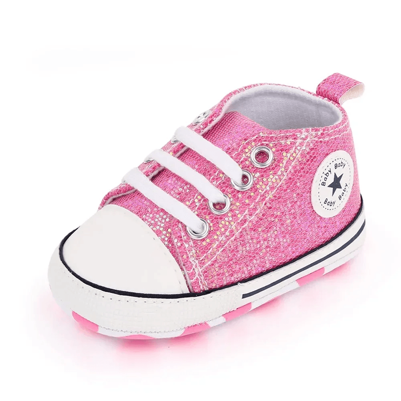 Baby Sequined Canvas Sneakers Soft Sole Non Slip Toddler Walking Shoes