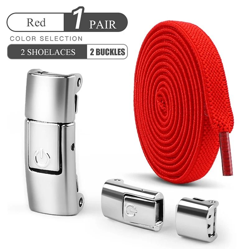 8mm No-Tie Elastic Shoelaces – Press Lock Flat Sneaker Laces