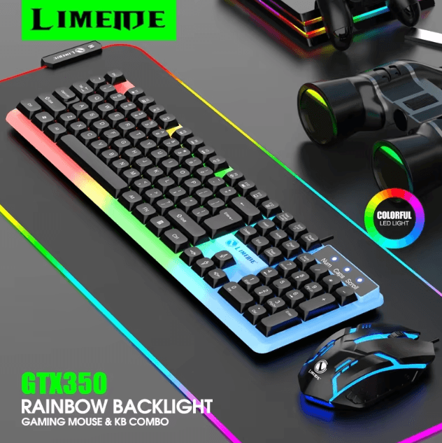 GTX350 Wired Gaming Keyboard & Mouse Combo – Backlit LED USB Set for PC & Laptop