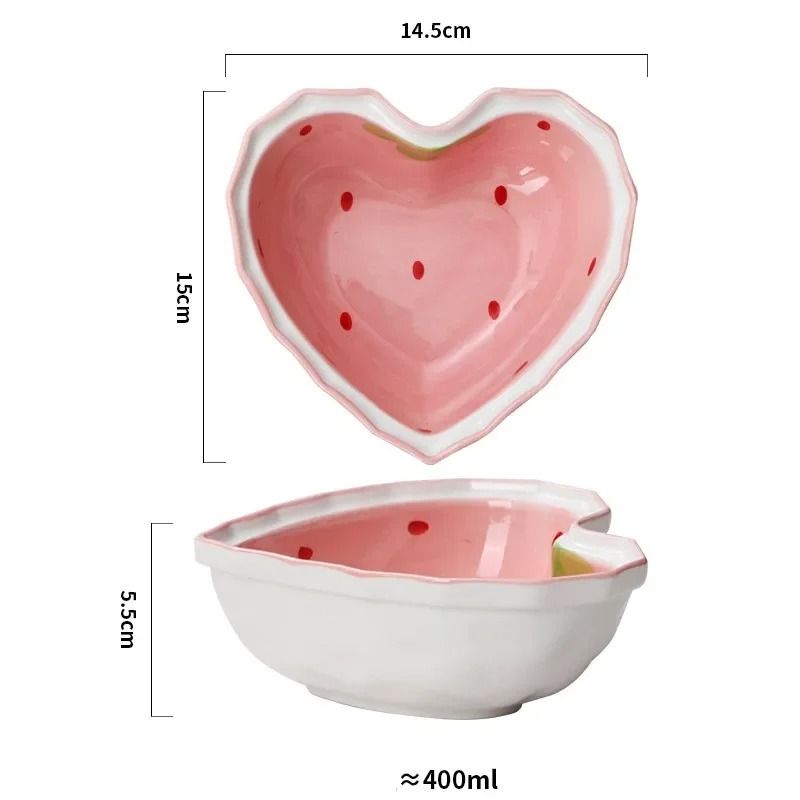Strawberry Ceramic Bowl with Spoon