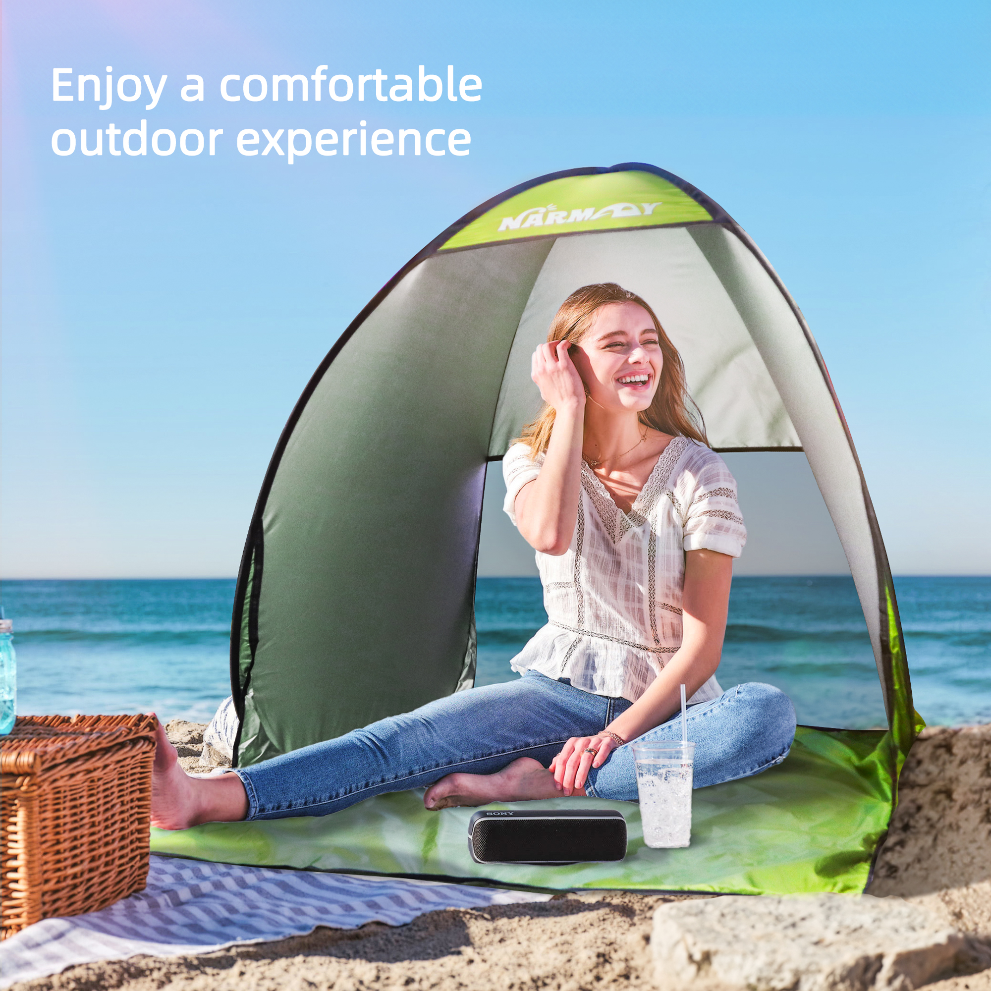 Pop-Up Beach Tent UV-Resistant & Waterproof Sun Shade Shelter for Camping
