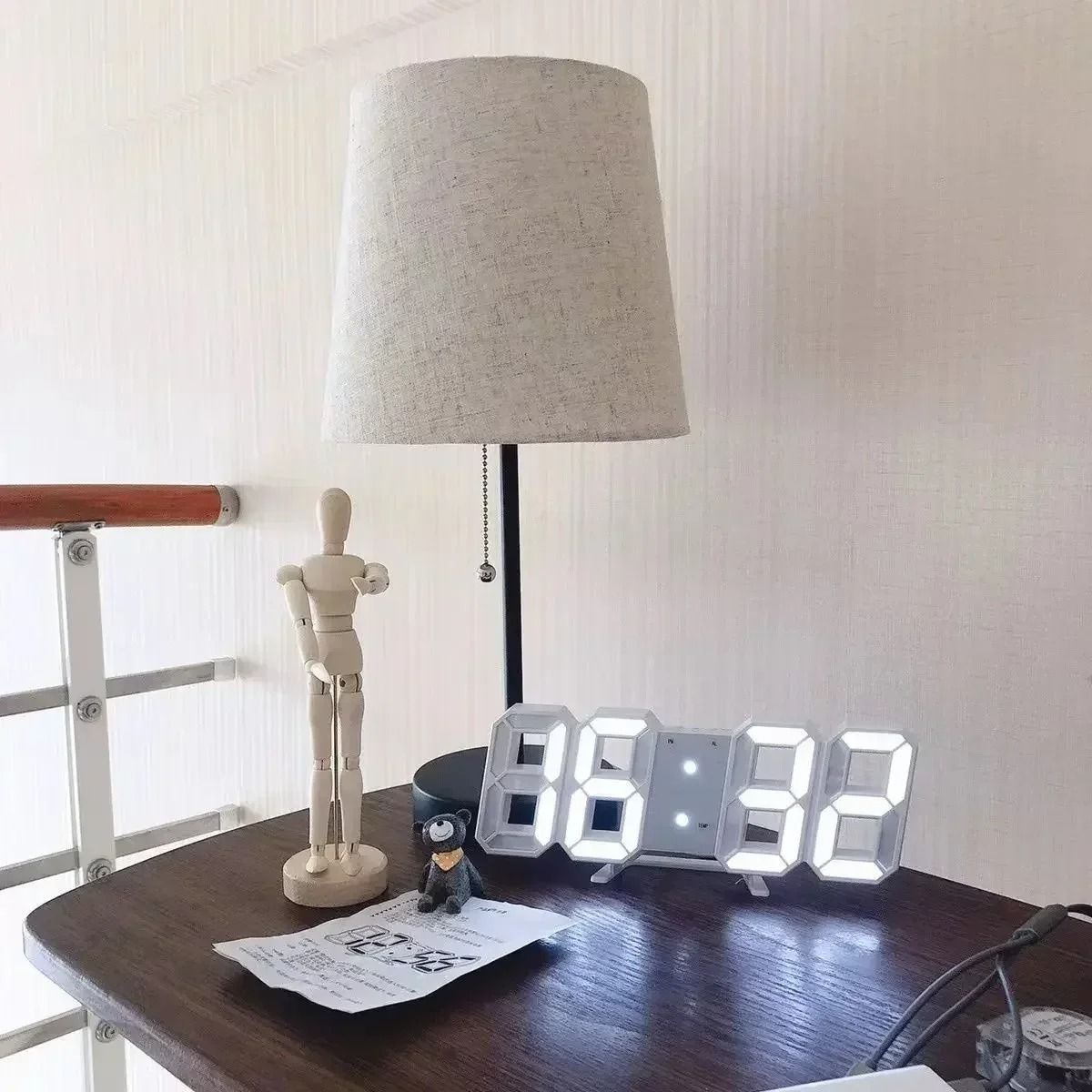 3D LED Wall Clock Digital Display with Night Glow and Adjustable Brightness