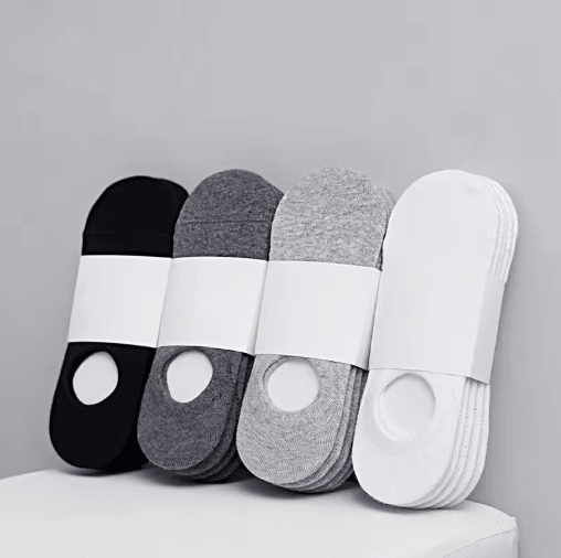 5-Pair Set Mens Invisible Socks Cotton No Show Ankle Socks with Silicone Grip