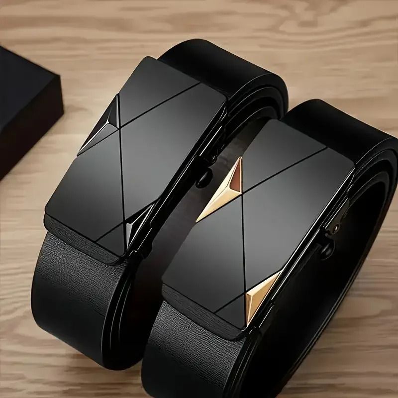 Mens Classic Leather Style Belt With Automatic Buckle