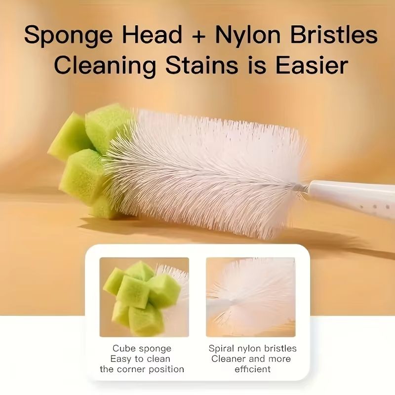 2-in-1 Milk Bottle Cleaning Brush with Nipple Brush & Suction Cup