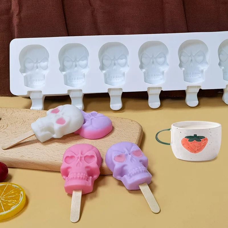 6-Cavity Skull Silicone Popsicle & Ice Mold