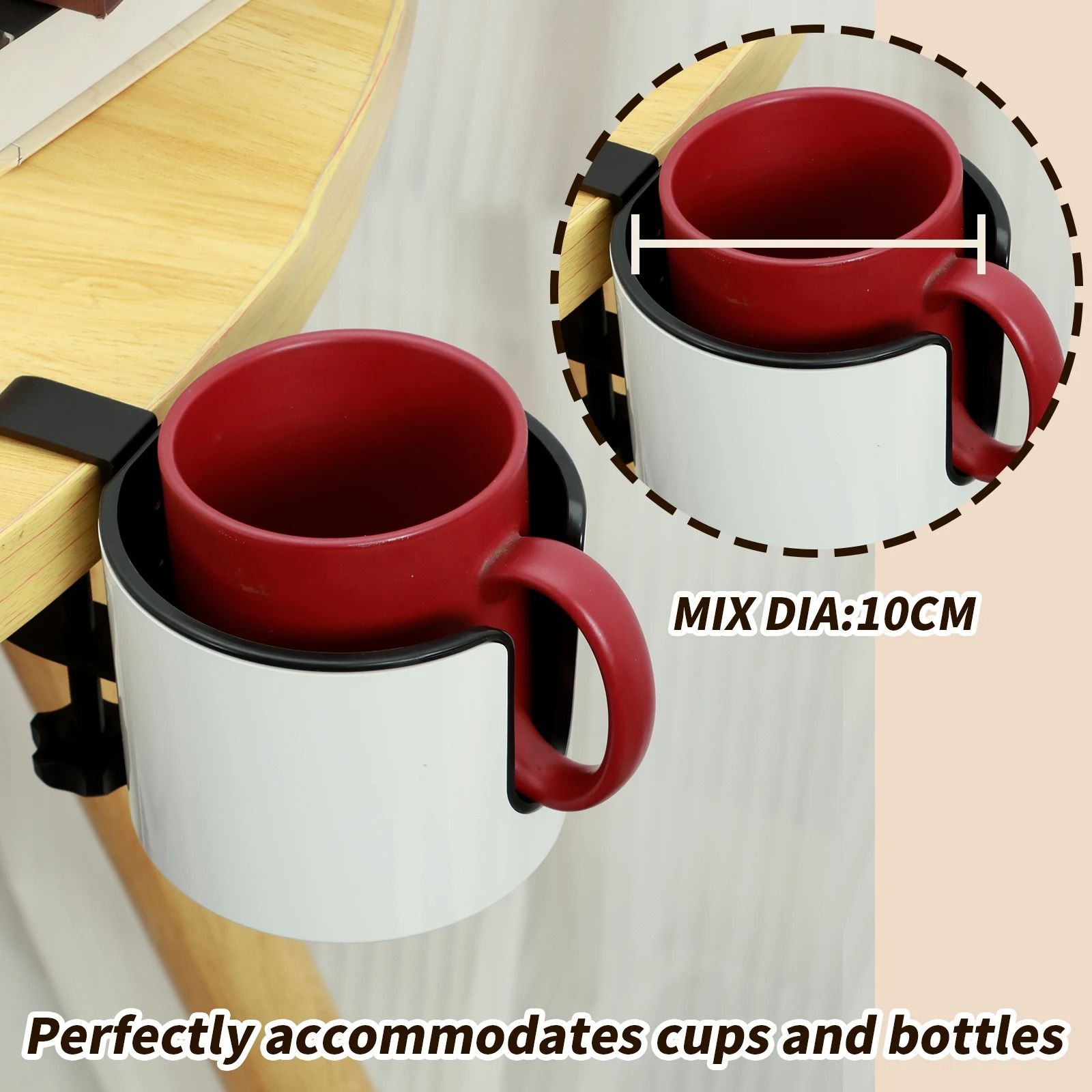 2 in 1 Headphone Holder Desk Clamp with Cup Holder Rack